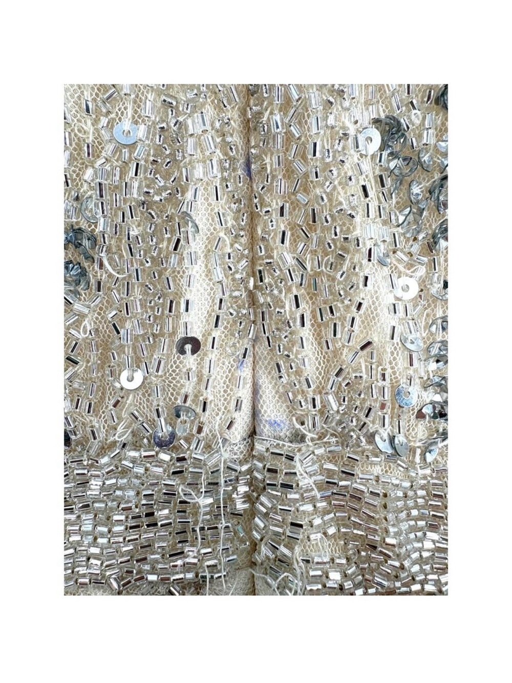 MAC DUGGAL Dress Size 4 Long Sleeve Sequin Cocktail NEW Mini Cream Silver - Picture 6 of 7